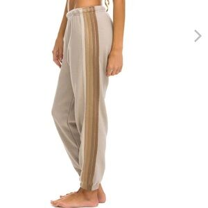 Brand New! Aviator Nation Tan Stripe Creamy Sweatpants. Size Small.